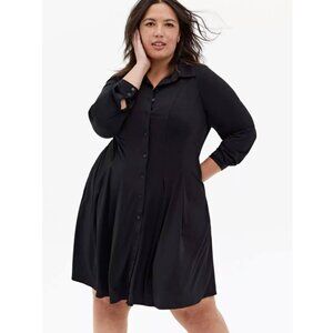 Torrid 2 Black Studio Knit Long Sleeve A-Line Shirt Dress 2X 18 20